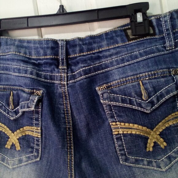 Earl James Shorts Women 8 Denim Roll Hem Button Pocket Blue - Picture 12 of 15